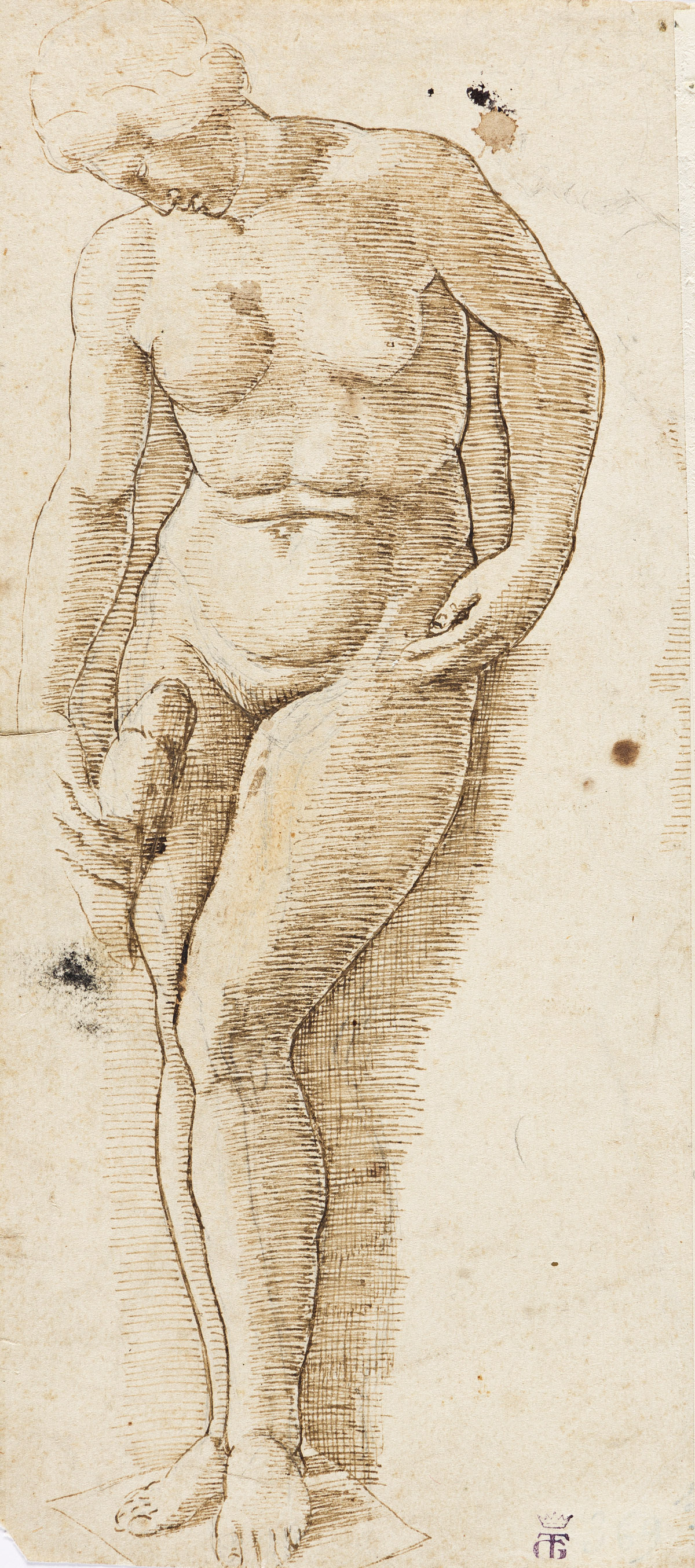BERNARDO PARENTINO (ATTRIBUTED TO) (Porec 1450-1500 Vicenza) Study of a Standing Male Nude * Study of a Standing Female Nude.
